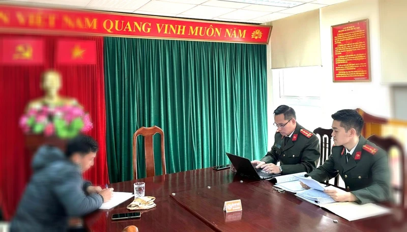 Đối tượng C.V.Q tại cơ quan Công an.