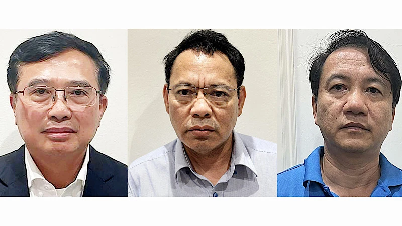 Ông Hoàng Quốc Vượng, ông Nguyễn Danh Sơn và ông Phương Hoàng Kim. (Ảnh: Bộ Công an)
