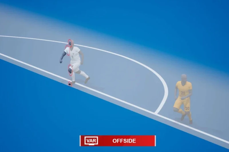 Hình ảnh mô phỏng tình huống bắt việt vị của SAOT. (Ảnh: FIFA)