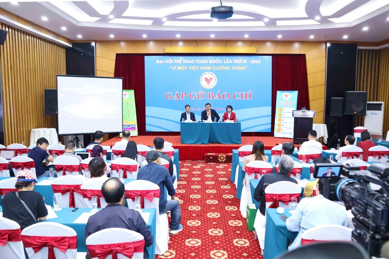 Ban tổ chức gặp gỡ báo chí, trao đổi thông tin về Đại hội Thể thao toàn quốc 2022. (Ảnh: BTC)
