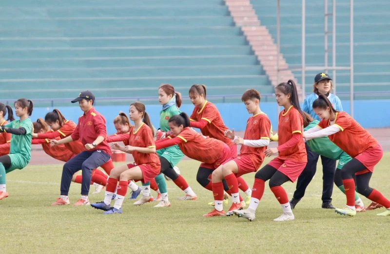 Các tuyển thủ U20 nữ Việt Nam hướng tới giải vô địch U20 nữ châu Á 2023. (Ảnh: VFF)