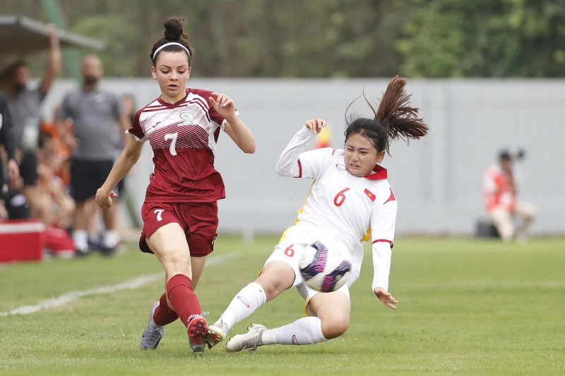 U17 nữ Việt Nam giành chiến thắng dễ dàng trước U17 nữ Palestine. (Ảnh: VFF)