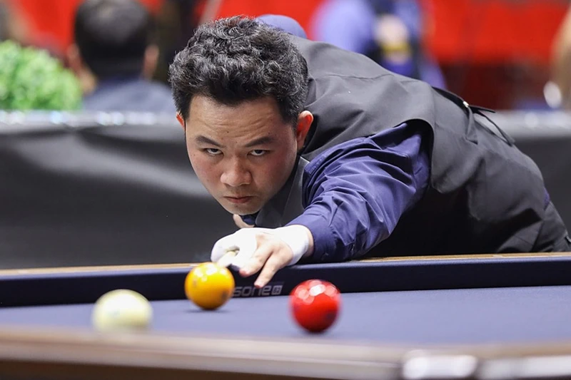 Bao Phương Vinh tại giải carom 3 băng vô địch thế giới 2023. (Ảnh: UMB)