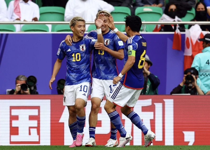 Đội tuyển Nhật Bản thắng Bahrain 3-1 để tiến vào tứ kết Asian Cup 2023. (Ảnh: Reuters)