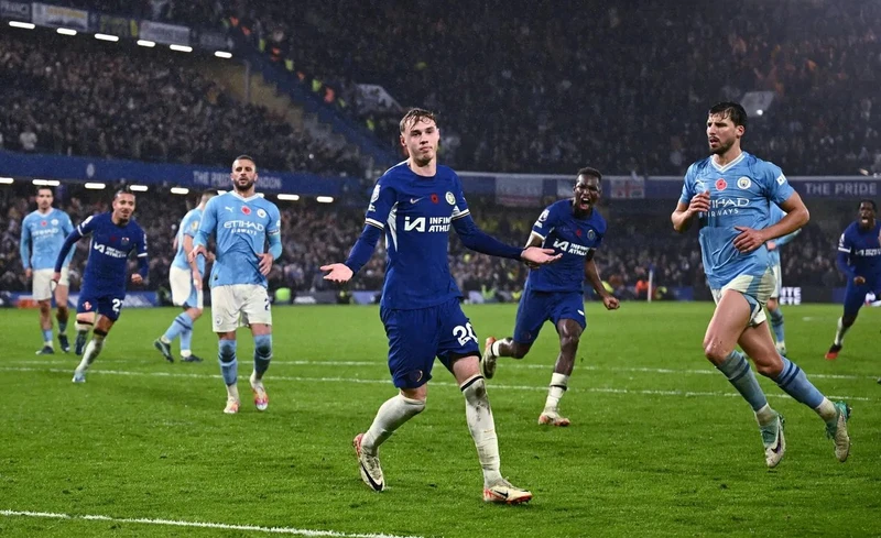 Cole Palmer ăn mừng sau khi ghi bàn vào lưới đội bóng cũ. (Ảnh: Premier League)
