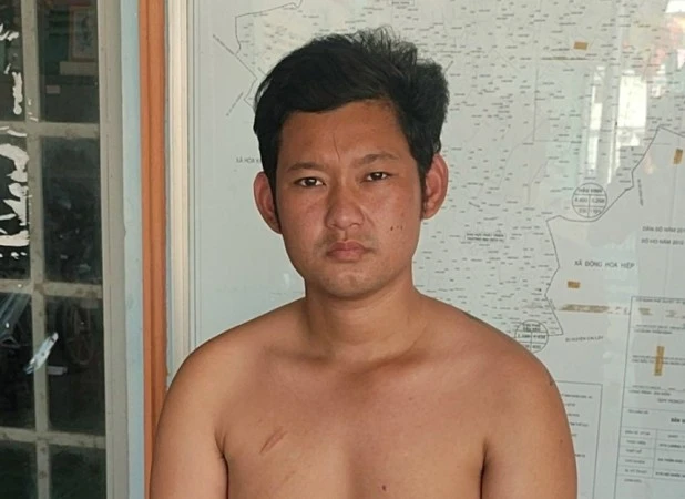 Đối tượng Lê Huỳnh Hải tại cơ quan Công an.