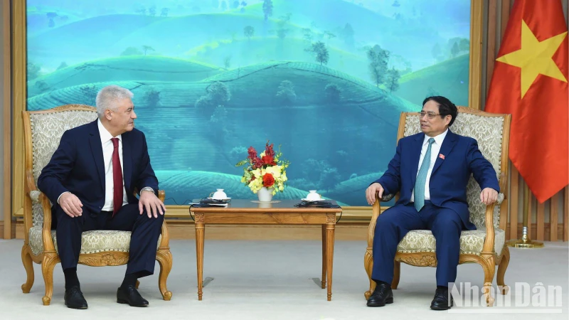 Thủ tướng Phạm Minh Chính tiếp Đại tướng Kolokoltsev Vladimir Alexandrovich, Bộ trưởng Nội vụ Liên bang Nga.