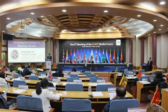 Quang cảnh phiên khai mạc Diễn đàn Truyền thông ICAPP lần thứ 6. (Ảnh: TTXVN)
