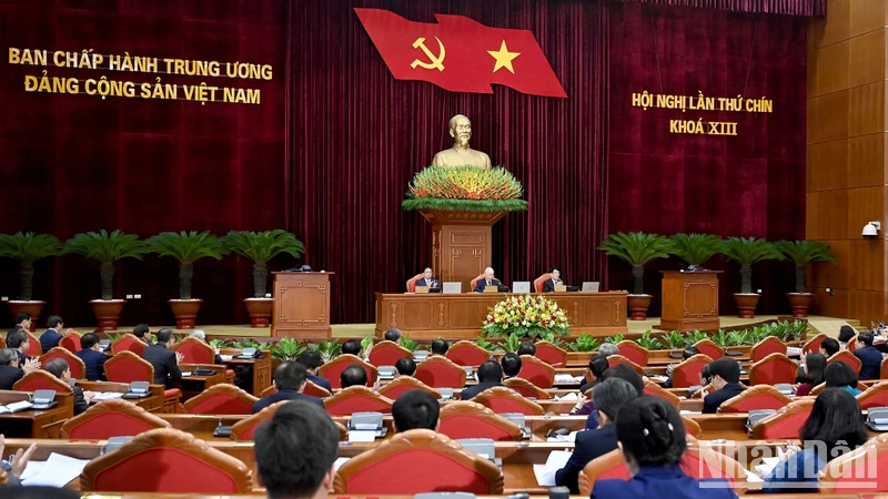Quang cảnh Phiên khai mạc Hội nghị Trung ương lần thứ chín, khóa XIII. (Ảnh: ĐĂNG KHOA)