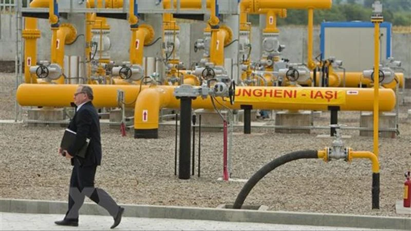 Hệ thống đường ống dẫn khí đốt Moldova-Romania tại Zagarancea, huyện Ungheni (Moldova). (Ảnh: EPA/TTXVN)