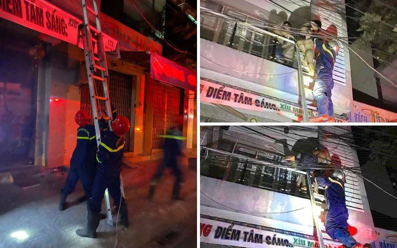 Bốn người được cứu kịp thời khỏi vụ cháy. (Ảnh: Công an cung cấp)