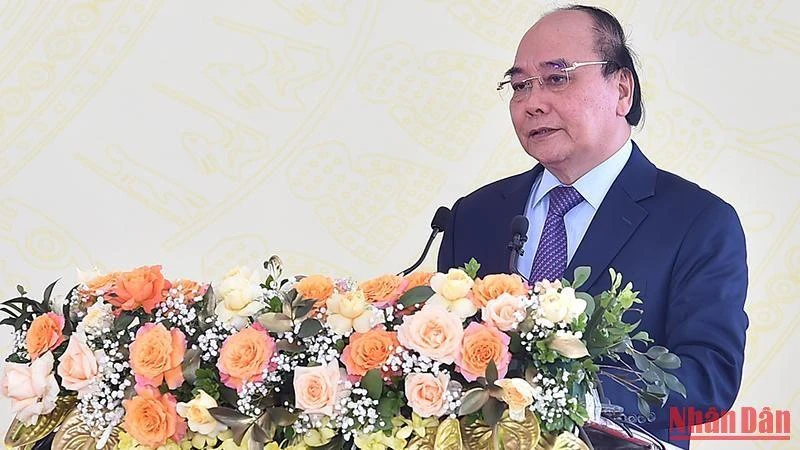 Chủ tịch nước Nguyễn Xuân Phúc phát biểu tại buổi lễ.