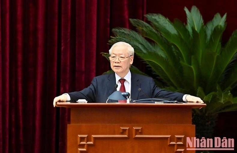 Tổng Bí thư Nguyễn Phú Trọng phát biểu chỉ đạo hội nghị.