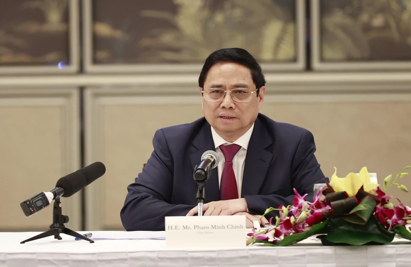 Thủ tướng Phạm Minh Chính phát biểu tại sự kiện. (Ảnh: TTXVN)