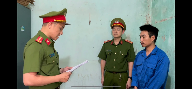 Đối tượng Nguyễn Thế Anh tại cơ quan Công an.