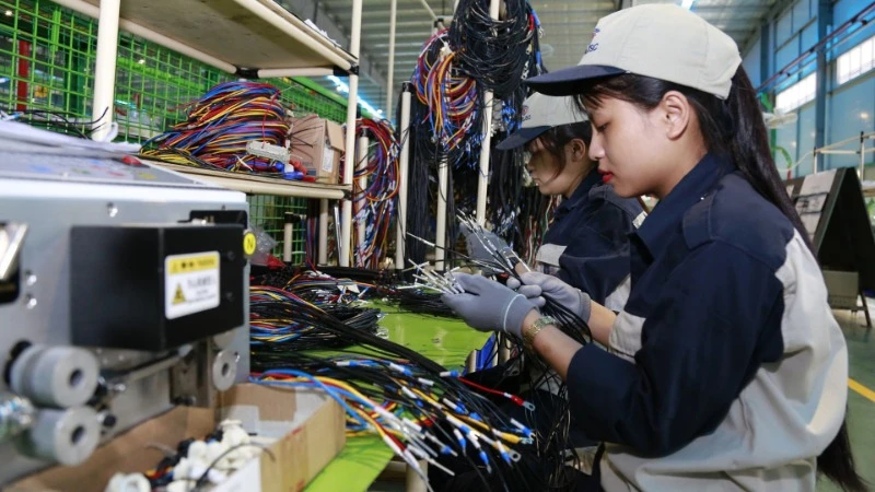 Sản xuất thiết bị điện công nghệ cao tại Công ty cổ phần Kỹ thuật công nghiệp Á Châu tại Khu công nghệ cao Hòa Lạc. (Ảnh: TUỆ NGHI)