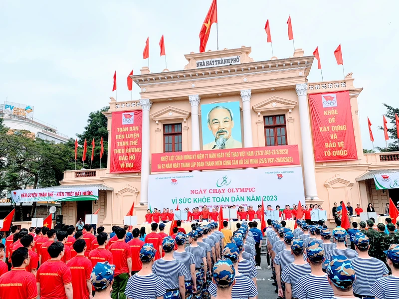 Quang cảnh Ngày chạy Olympic vì sức khỏe toàn dân thành phố Hải Phòng năm 2023.
