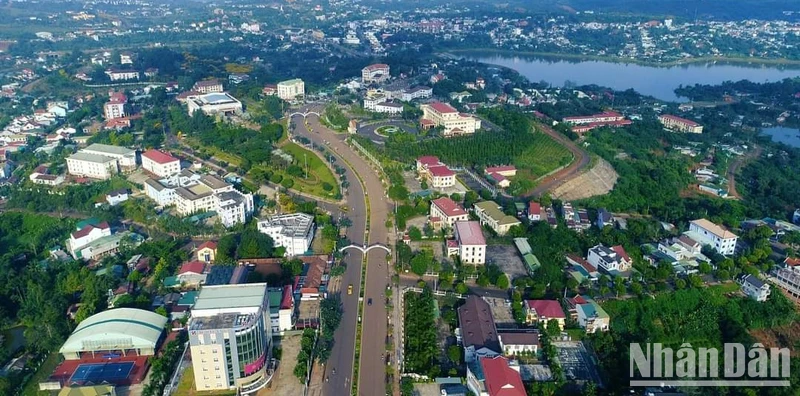 Quang cảnh Thành phố Gia Nghĩa, tỉnh Đắk Nông nhìn từ trên cao.