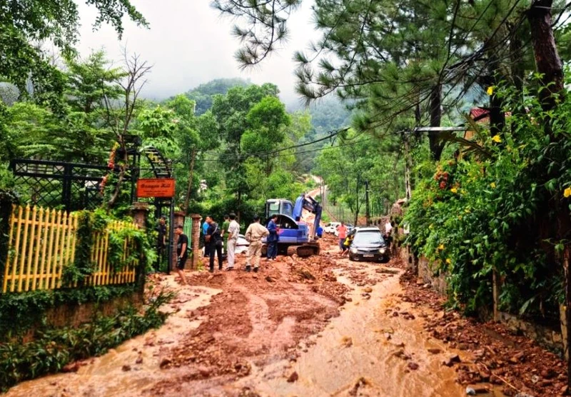 Khu vực sạt lở đất. 