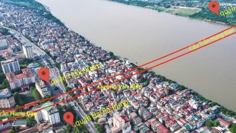 Vị trí dự kiến xây dựng cầu Trần Hưng Đạo. 