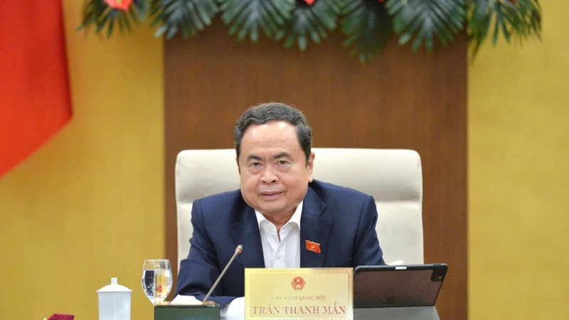 Chủ tịch Quốc hội Trần Thanh Mẫn phát biểu tại phiên họp. (Ảnh Duy Linh)