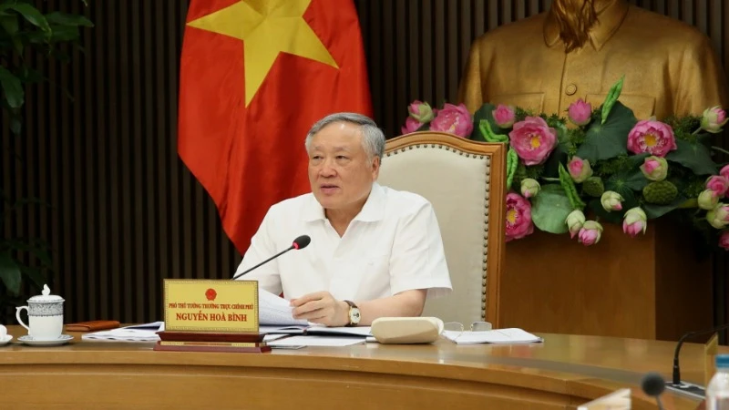 Phó Thủ tướng Thường trực Nguyễn Hòa Bình chủ trì cuộc họp Ban Chỉ đạo 751 (theo Quyết định số 751/QĐ-TTg ngày 11/4/2025 của Thủ tướng Chính phủ). (Ảnh: VGP)