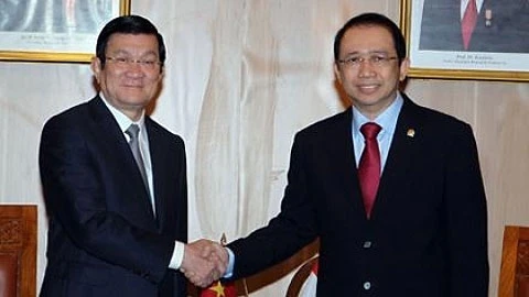 Chủ tịch nước Trương Tấn Sang hội kiến Chủ tịch Hạ viện In-đô-nê-xi-a
