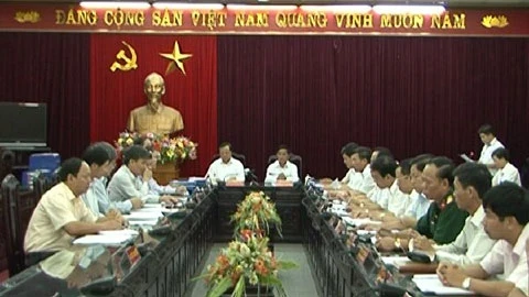 Đoàn công tác của Bộ Chính trị làm việc với Tỉnh ủy Thái Bình. (Ảnh: thaibinhtv.vn)