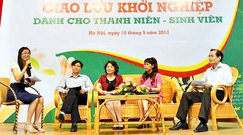 Cuộc giao lưu, trao đổi kinh nghiệm khởi nghiệp được tổ chức tại Trường ÐH Nông nghiệp Hà Nội.