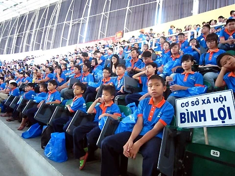 Trẻ em Cơ sở xã hội Bình Lợi (quận Bình Thạnh, TP Hồ Chí Minh) tham gia “Ngày hội từ thiện Xuân Giáp Ngọ 2014” chiều ngày 25-1.