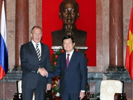Chủ tịch nước Trương Tấn Sang tiếp Bộ trưởng Ngoại giao LB Nga Sergei Lavrov.