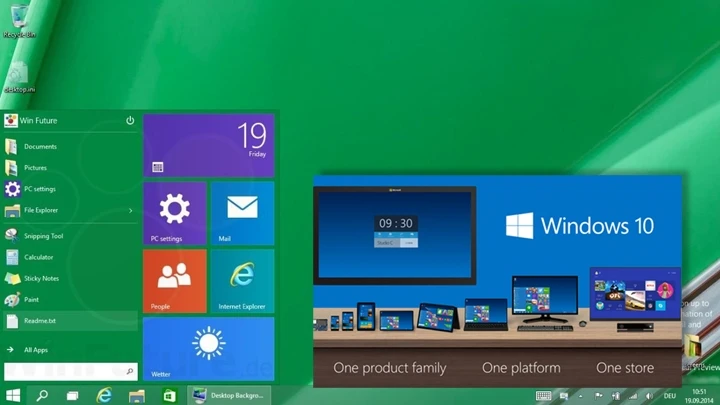 Windows 10 với sự trở lại của menu “Start” quen thuộc.