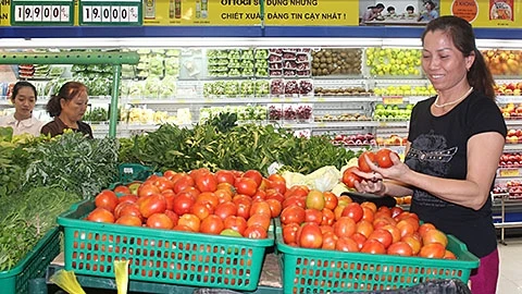 Người tiêu dùng mua cà chua ở một siêu thị Co.opmart.