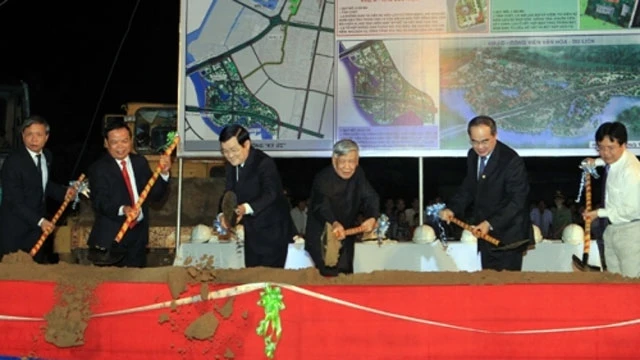 Chủ tịch nước Trương Tấn Sang dự Lễ khởi công Khu lưu niệm đồng bào, cán bộ, chiến sĩ và học sinh miền nam tập kết ra bắc.