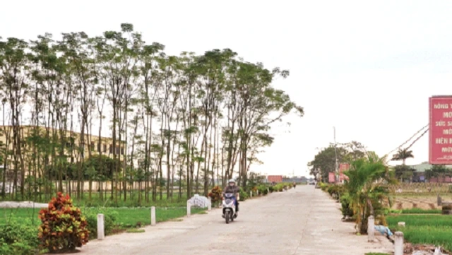 Tuyến đường giao thông nông thôn tại xã Võng Xuyên, huyện Phúc Thọ được bê-tông hóa, góp phần tạo điều kiện thuận lợi để phát triển kinh tế - xã hội. Ảnh: NGỌC MAI