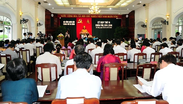 Quang cảnh kỳ họp HĐND TP Đà Nẵng sáng nay, 7-7.