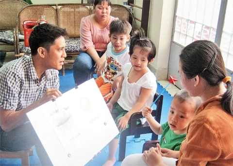 Một lớp học dành cho trẻ khuyết tật ở Trung tâm Hỗ trợ phát triển giáo dục hòa nhập người khuyết tật TP Hồ Chí Minh.