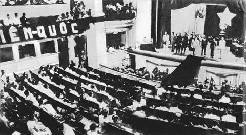 Phiên họp đầu tiên của Quốc hội khóa I được tiến hành ngày 2-3-1946. Ảnh: TL
