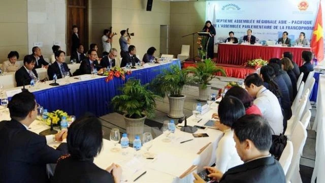Phó Chủ tịch Quốc hội Tòng Thị Phóng phát biểu tại Hội nghị APF lần thứ 7 tại TP Hồ Chí Minh. (Nguồn: TTX).