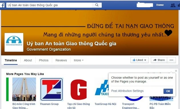  Chính thức công bố facebook của Ủy ban An toàn giao thông Quốc gia 