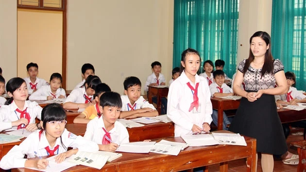 Giờ học tiếng Anh của học sinh trường THCS Thanh Lư, Hà Nam.