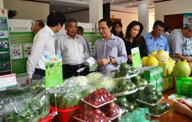 Nhiều nông sản sạch được bày bán tại Trung tâm Tư vấn, giới thiệu và bán sản phẩm nông lâm thủy sản an toàn, 35 Tạ Quang Bửu (Hai Bà Trưng, Hà Nội).