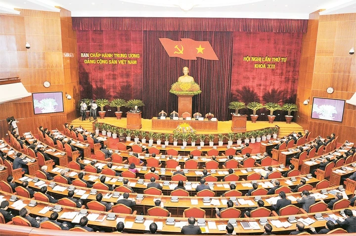 Toàn cảnh Hội nghị lần thứ tư Ban Chấp hành Trung ương Đảng khóa XII. Ảnh | Đăng Khoa