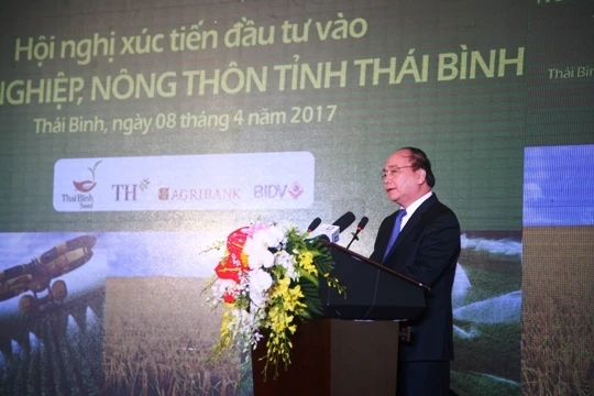 Thủ tướng Chính phủ Nguyễn Xuân Phúc phát biểu tại Hội nghị xúc tiến đầu tư vào lĩnh vực nông nghiệp, nông thôn tỉnh Thái Bình.