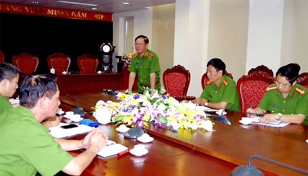 Trung tướng Trần Văn Vệ, quyền Tổng cục trưởng, Tổng cục cảnh sát (Bộ Công an) tại buổi làm việc.