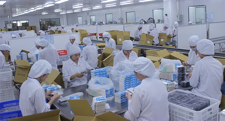 Dây chuyền sản xuất của Công ty TNHH MTV Dược phẩm Hậu Giang, Khu công nghiệp Tân Phú Thạnh, huyện Châu Thành A (Hậu Giang).