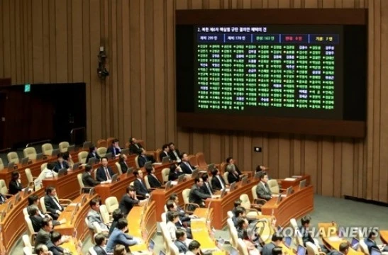 Quốc hội Hàn Quốc họp phiên toàn thể ngày 4-9-2017. (Ảnh: Yonhap)