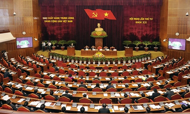 Toàn cảnh Hội nghị lần thứ tư, Ban Chấp hành Trung ương Đảng Cộng sản Việt Nam khóa XII. Ảnh: ĐĂNG KHOA