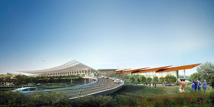  Quảng Ninh đang tập trung thu hút đầu tư cho Vân Ðồn để đón đầu cơ hội xây dựng nơi đây trở thành một trong ba đơn vị hành chính – kinh tế đặc biệt trên cả nước. Trong ảnh: Phối cảnh sân bay quốc t