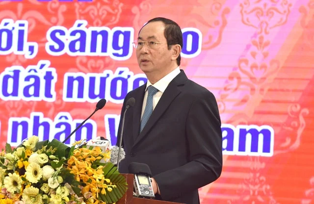 Chủ tịch nước Trần Đại Quang phát biểu chỉ đạo tại lễ phát động. Ảnh: VGP/NHẬT BẮC.